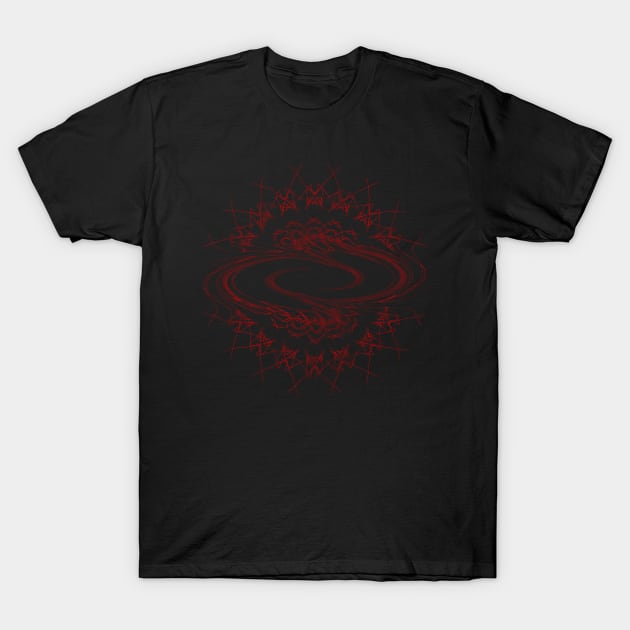 Red Lace Swirl pattern T-Shirt by RavenRarities